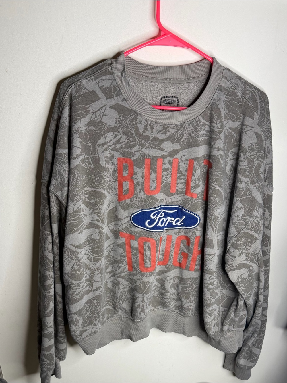 Ford Gray Sweatshirt with Red Graphic Detail